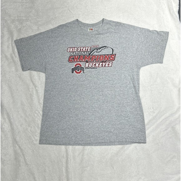 VTG Ohio State Buckeyes 2002 NCAA Football National Champions Gray T-Shirt Sz XL - Picture 1 of 9